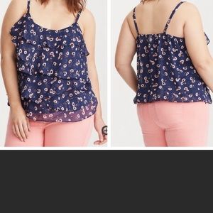 Torrid women’s ruffle floral chiffon cami top